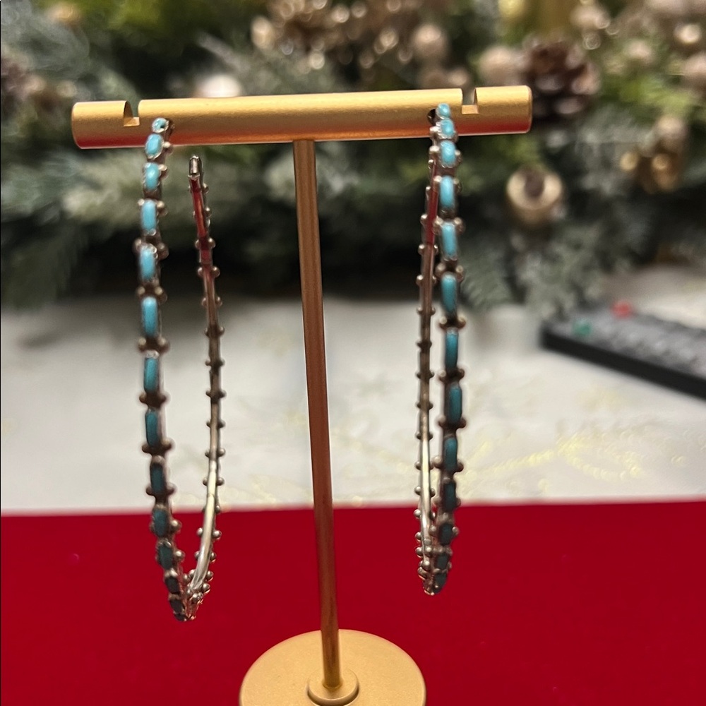 Large Turquoise Hoop Earrings
